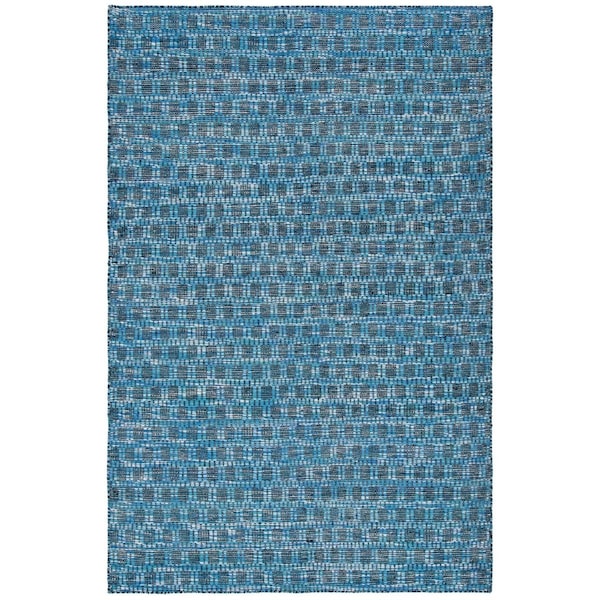 Flowers First 4 x 6 ft. Kilim Contemporary Rectangle Flat Weave Rug Blue & Black FL2115168 - main